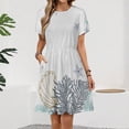 thumbnail image 2 of Abstract Marine Life Pattern Short Sleeve Dress Women Summer Evening Dresses Ladies Sundress, 2 of 7