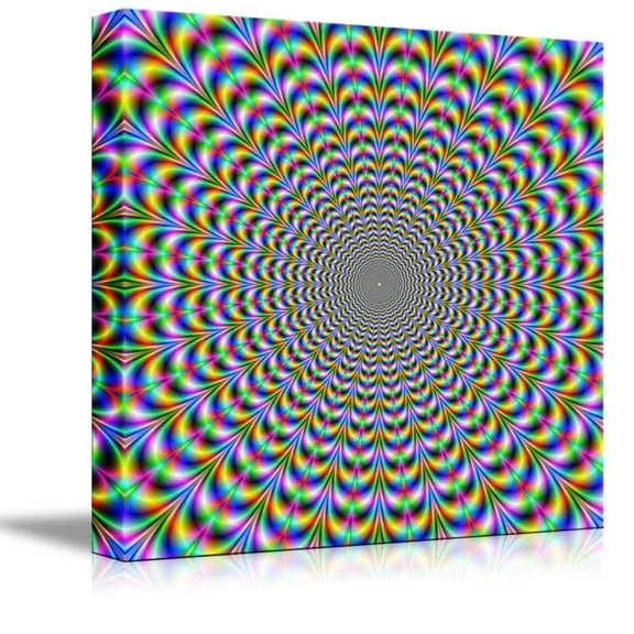 Wall26 Canvas Prints Wall Art - Holographic Optical Illusion Spiral Rainbow | Modern Wall Decor/Home Decoration Stretched Gallery Canvas Wrap Giclee Print. Ready to Hang - 16" x 16"