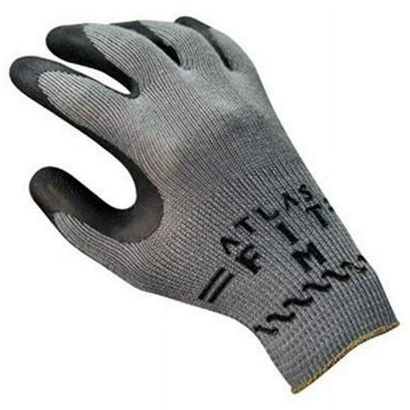 Showa Best Glove 445703002 Gray & Black Atlas Fit Rubber Coat Knit Glove, Small