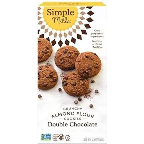Simple Mills Almond Flour Crunchy Cookies, Double H2FSDChocolate Chip - Gluten Free, Vegan, Healthy Snacks, Made with Organic Coconut Oil, 5.5 Ounce (Pack of 1)