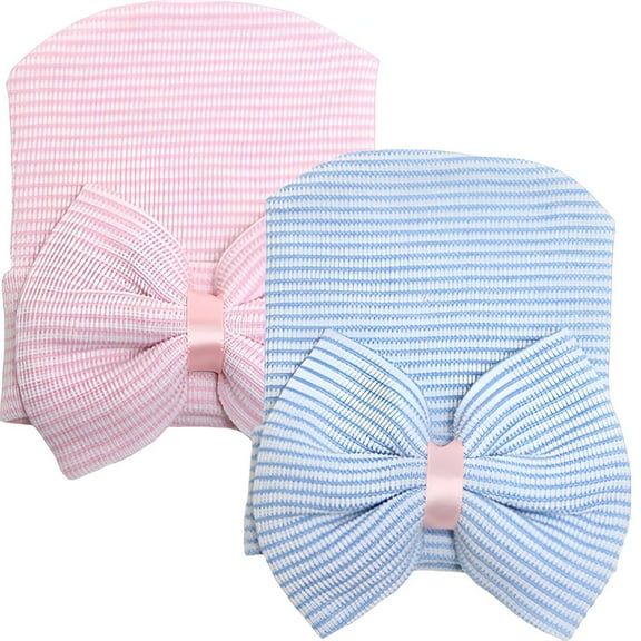 TELOLY 2Pcs Newborn Hats,Infant Style Newborn Hat,Adorable Outfit Addition Baby Girl Hats,Style1