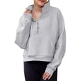 thumbnail image 4 of SLADYGLO Women Half Zipper Funnel Neck Fleece Lined Pocket Thumb Hole Sweatshirt, 4 of 5