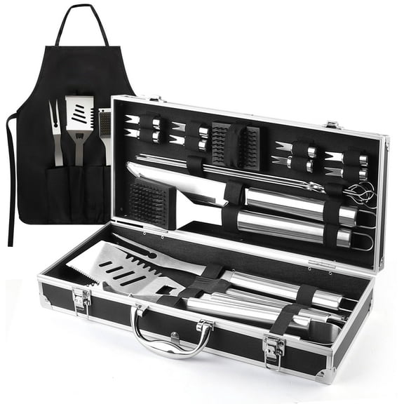 BBQ Grill Accessories Set, 21Pcs Stainless Steel Grill Tools Grilling Accessories with Aluminum Case