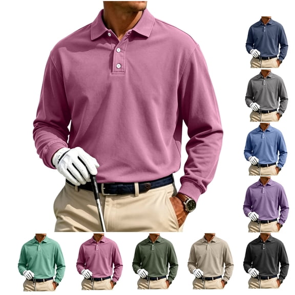 LWavelet Big and Tall Polo Shirts for Men Long Sleeve Collared Golf Shirt Casual Moisture Wicking Work Hiking Shirts
