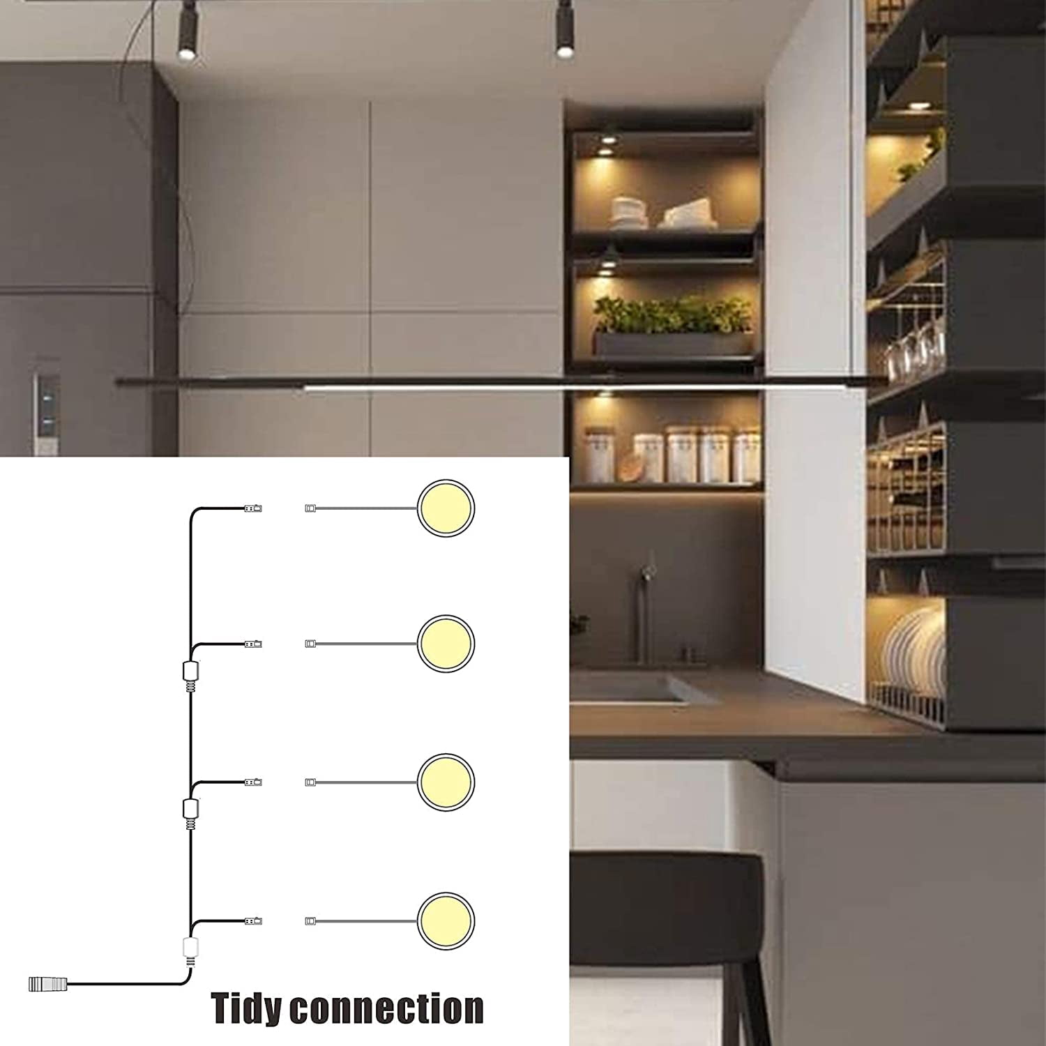 LED Puck Lights Kit with Remote - Dimmable Wired Under Cabinet Lighting 4 Pack, 700lm Super Bright for Kitchen, Counter, Closet & Shelf, 2700K Warm White, Timer Function