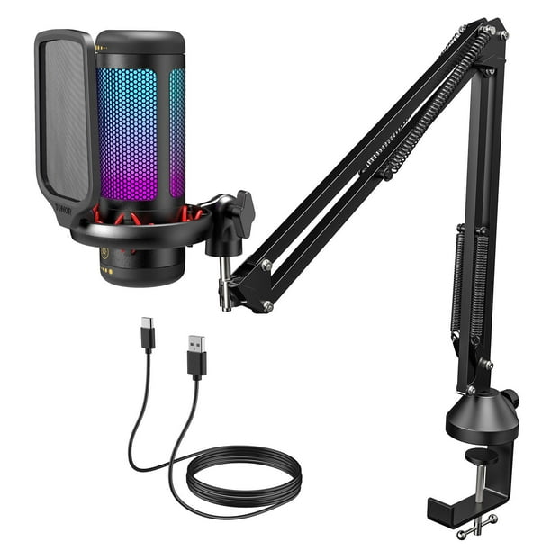 Set de micrófonos USB para juegos TONOR TC310+ con Boom Arm y RGB