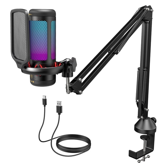Set de micrófonos USB para juegos TONOR TC310+ con Boom Arm y RGB