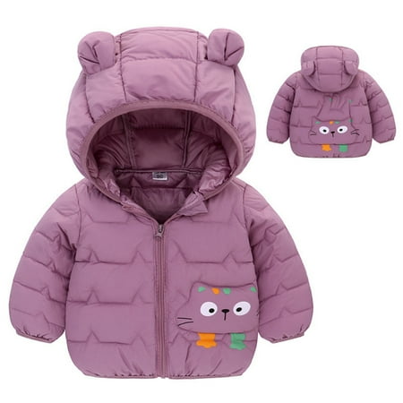 

Feiona-Toddler Hooded Coat Jacket Zipper Overcoat Thicken Warm Winter Coat Outerwear Children Ski Outerwear 1-6T