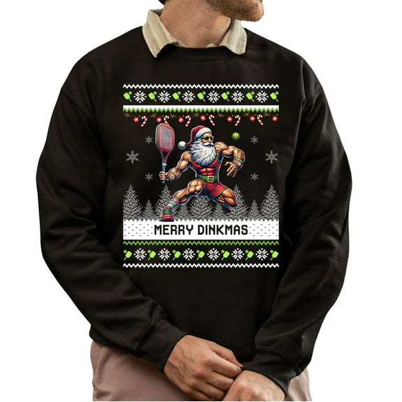 Christmas Sweatshirt, Merry Dinkmas Funny Pickleball Santa Sweatshirt, Unique Ugly Christmas Sweatshirt, Witty Player Gift for Women & Men