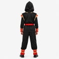 thumbnail image 4 of Ninja Full Costume Set, Full Set Black Gold Ninja Costume Outfit, Hooded Mask Warrior Suit With Belt Wrist Ankle Straps for Halloween Martial Arts Cosplay,Black Fighter Costume Set, Black L, 4 of 4