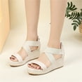thumbnail image 2 of Anuirheih Summer Ladies Shoes Wedge Heel Sandals Solid Color Casual Women's Sandals Sandals Women Clearance(Beige), 2 of 7