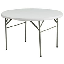 Pemberly Row 47.75" Round Plastic Bi-Fold Table in Granite White