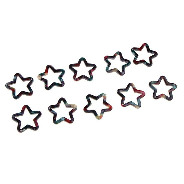 10pc / lot Colgante de pendientes de estrella de huecos coloridos para collar de fabricación de bricolaje Púrpura Zulema Accesorio DIY pendiente de la estrella