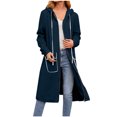 thumbnail image 2 of Otntypg Women's Zip Up Hoodies Drawstring Long Sleeve Fall Tunic Hooded Sweatshirt Loose Oversized Fleece Jacket with Pockets Fall Cardigan Outwear Coats 2025 Blue L, 2 of 6