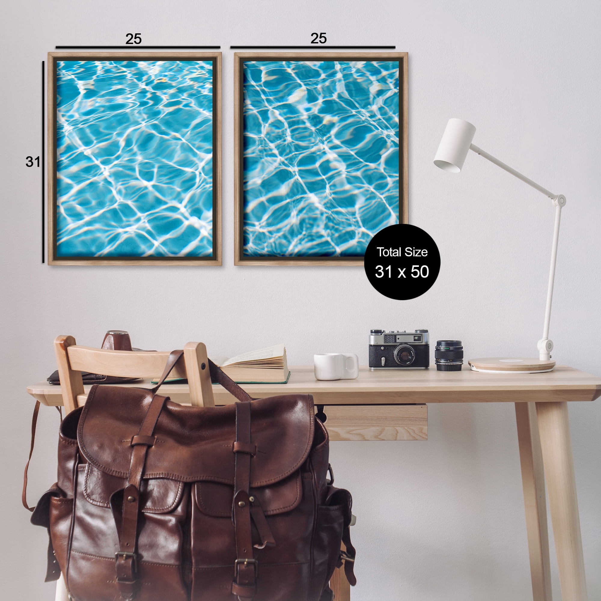 Stupell Industries Welcoming Pool Water Nautical & Beach Painting Brown Floater Framed Canvas Art Print Wall Art, 31 x 25, Set of 2