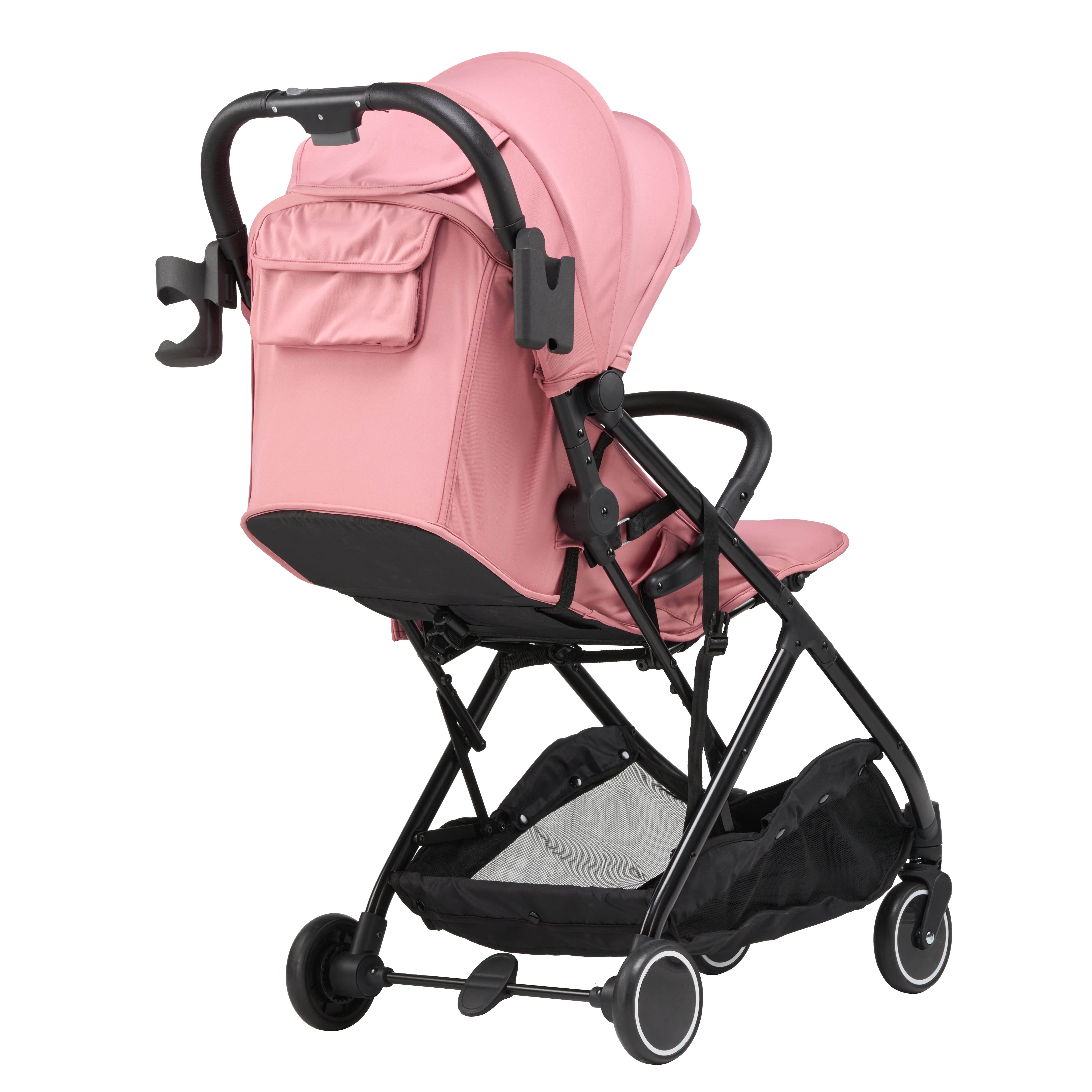 Parent's Choice Quick Fold Baby Stroller with Full-reclining Backrest, Compact and Lightweight Design for travel convenience, Dusty Rose, Pink