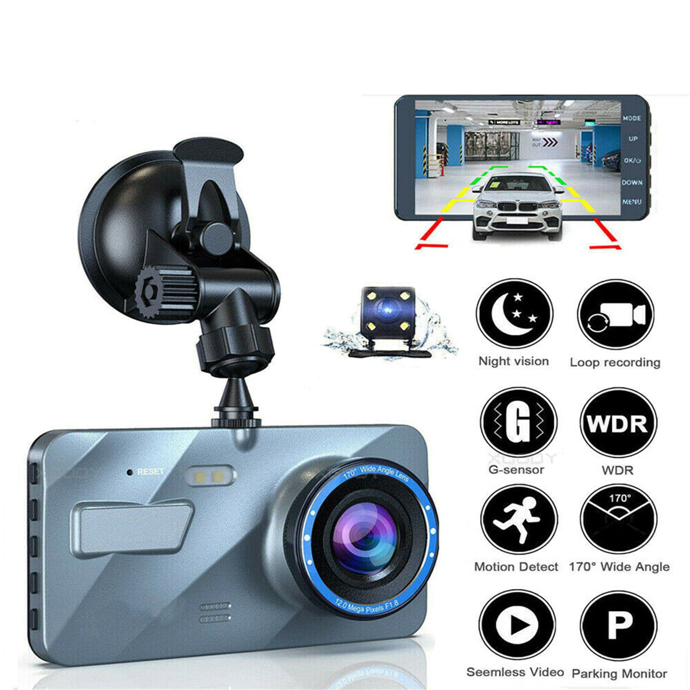 HD Dual Lens Car DVR Dash Cam 4" Vehicle Rearview Camera Video Recorder G-Sensor 
