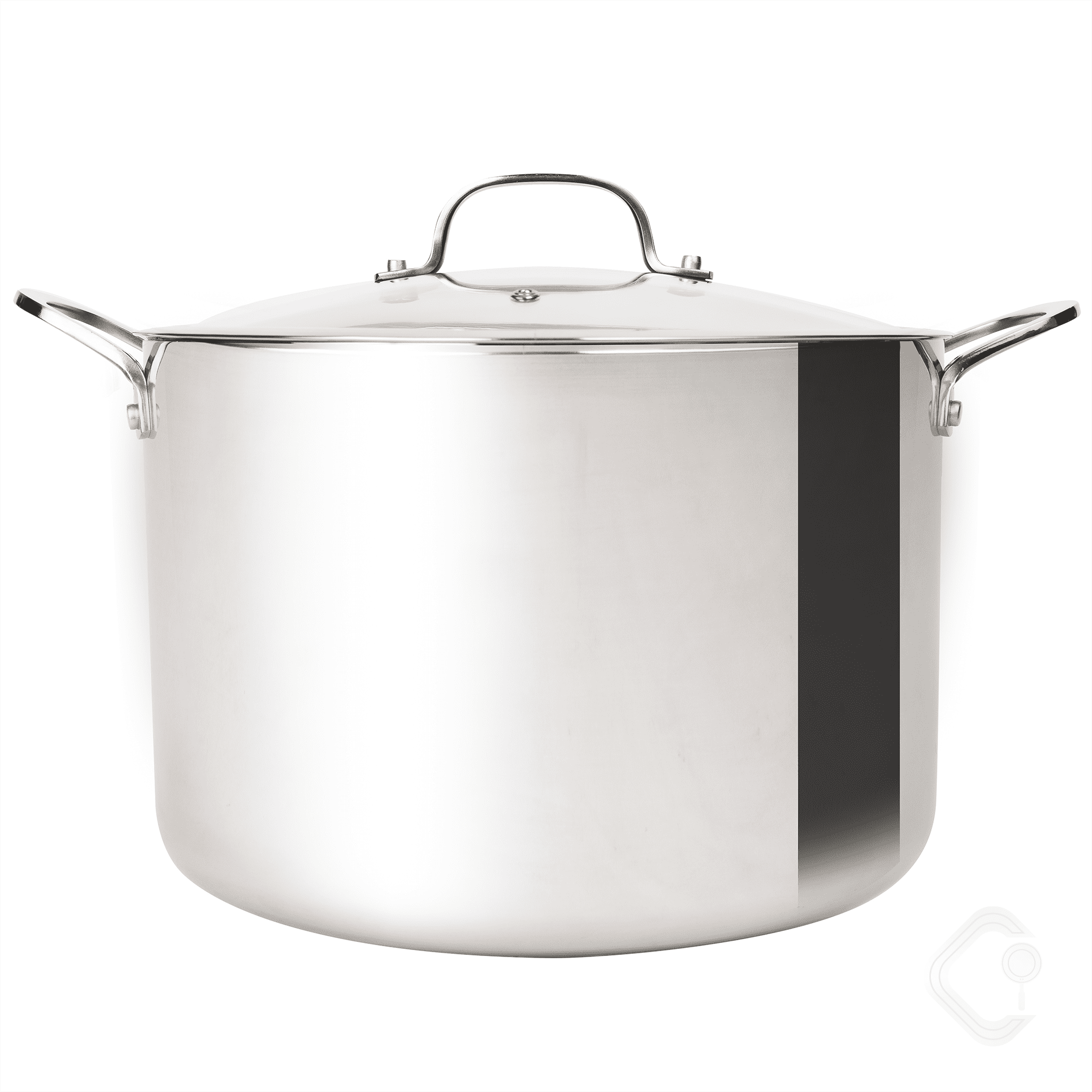 CoreClad 12-Quart Induction Ready Tri-Ply Stainless Steel Stock Pot with Glass Lid