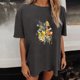 thumbnail image 3 of Gibobby Blusa Casual de Mujer Camiseta manga corta suelta con estampado estilo acuarela Color sólido informal para mujer(Gris oscuro,M), 3 of 4