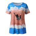thumbnail image 4 of Mujeres Casual Cuello Redondo Manga Corta Estampado Jersey Blusa Camiseta Tops Sueltos OAVQHLG3B Store  lin121212, 4 of 4