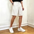 thumbnail image 3 of smawell Mens Baggy Pleated Dress Shorts Elastic Waist 9 in, 3 of 8