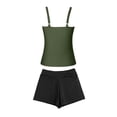 thumbnail image 7 of AHTJRT Two Pieces Bathing Suits for Women Square Neck Swim Tank Tops with Slimming Boy Shorts Sporty Activewear Tankini Sets Dark Green#02 XL, 7 of 7