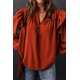 thumbnail image 2 of ABPHQTO Blusa de Mujer Naranja Volantes Plisada Cuello Pico Abotonada, 2 of 5