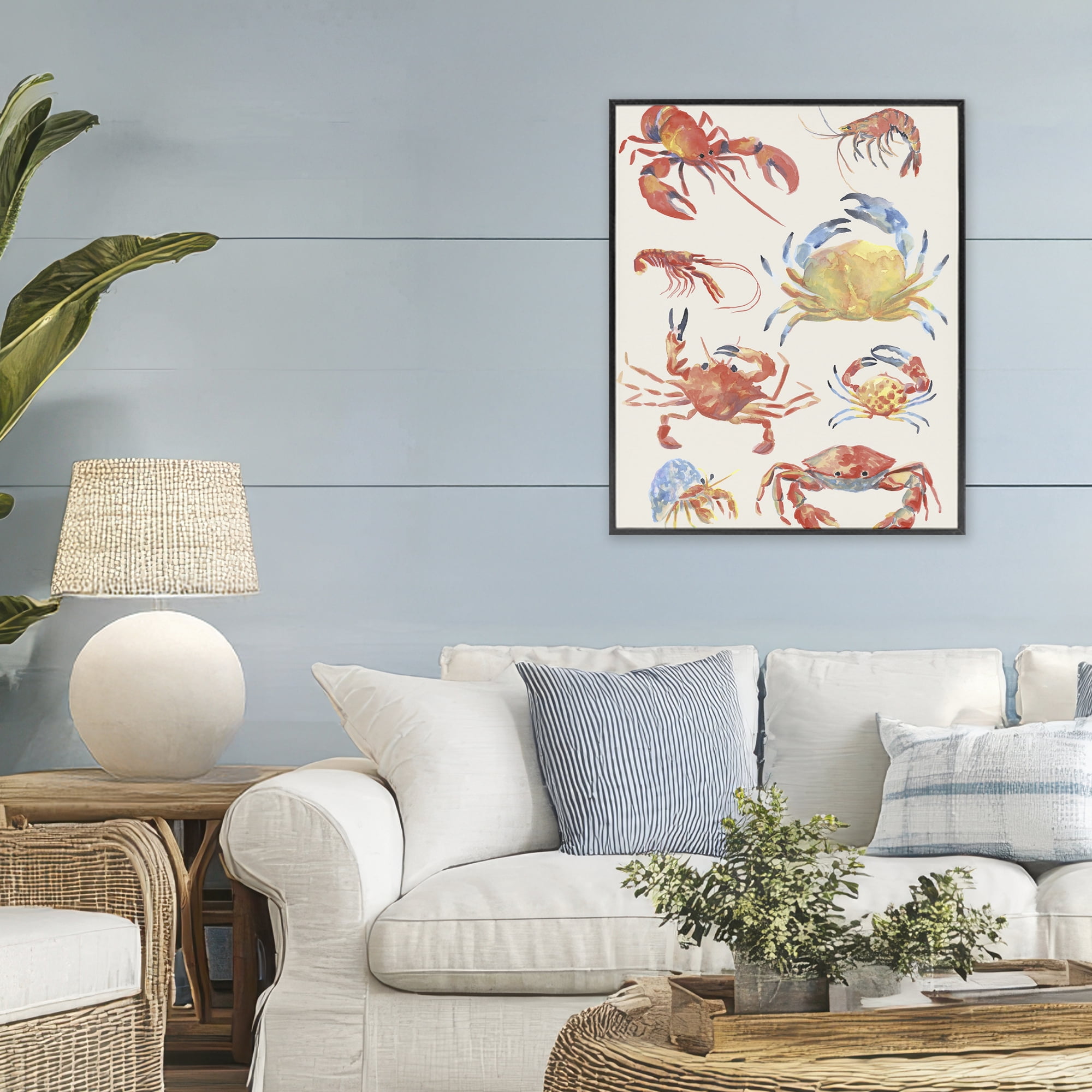 Stupell Industries Crab & Crustacean Collection Black Framed Giclee Art, design by June Erica Vess