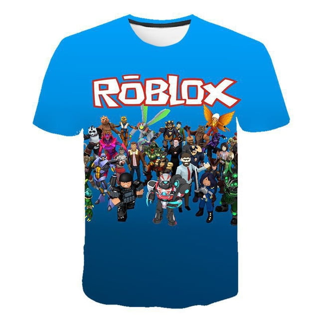 ROBLOX-Camiseta de manga corta para niños, ropa de verano de algodón para niños, camiseta informal de dibujos animados, sudadera para niños y niñas