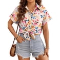 thumbnail image 5 of Fantaslook Hawaiian Button Down Shirts for Women Casual Short Sleeve Floral Print Blouses Summer Tops, 5 of 10