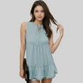 thumbnail image 3 of Women's Sleeveless Babydoll Top with Lace-Up Neckline - Small, Light Blue, 3 of 5