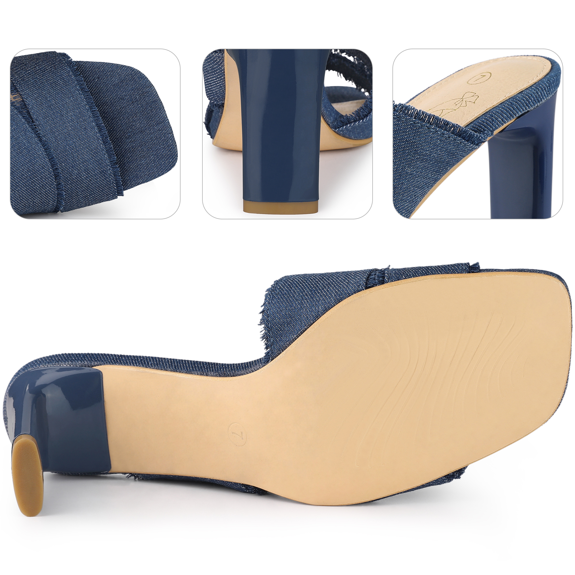 Unique Bargains Women's Slide Heels Mules Block Heel Sandals