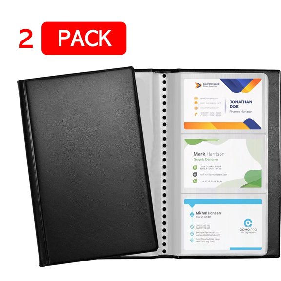 LATA 2-Pack Business Card Holder Book, PU Leather Organizer for 180 Cards, Name Card Storage for Professionals