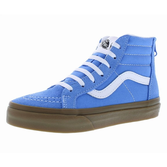 Vans Sk8 Hi Zip Flower Suede PS Boys Shoes Size 2.5, Color: Gum Azure Blue