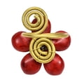 thumbnail image 3 of Amazing Handmade Red Synthetic Coral Flower & Brass Wire Wrap Statement Ring, 3 of 5