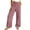 #01Pink, variant on Linen Pants Women Wide Leg Casual Summer Vacation Outfits Travel Beach Pants Elastic Waist Ankle Split with Pockets Gray L