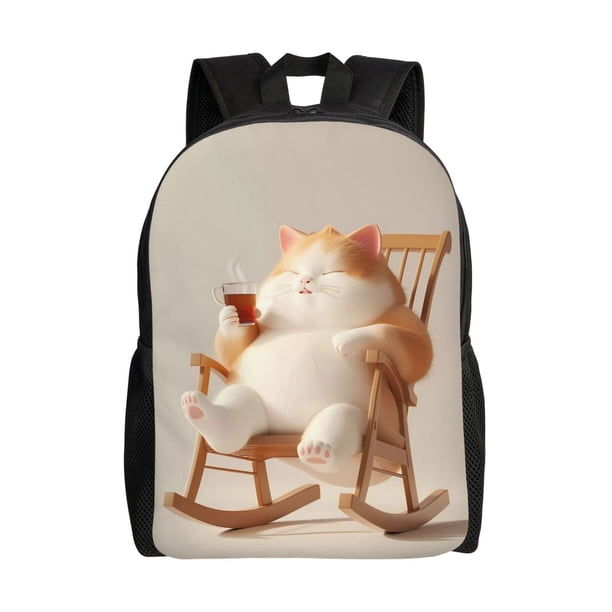 Fotbe Relaxing Cat With Tea Mochila de Viaje para Laptop, Mochila Ejecutiva Delgada y Resistente 15.6"