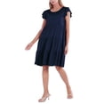 thumbnail image 4 of Valcatch Women's Summer Dress Round Neck Ruffle Sleeve Mini Dress Solid Loose Pleated Dress, 4 of 7