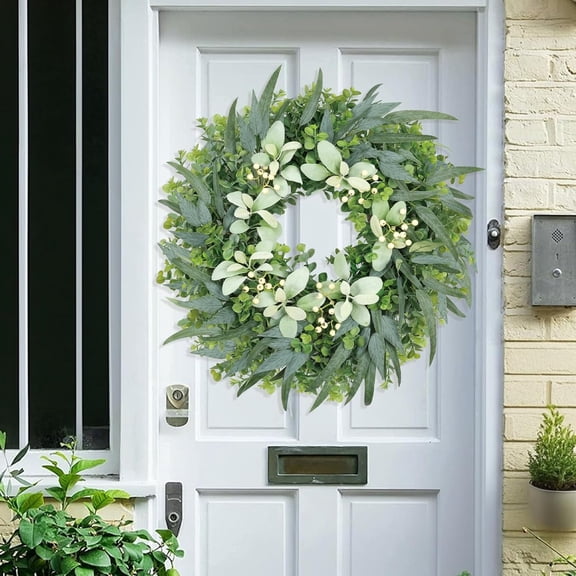 Spring Wreaths For Front Door 26" Artificial Eucalyptus Wreath for Front Door - Large Outdoor Greenery Wreath with White Berries for Farmhouse Front Porch, Home Wall, Windows Decor, All Seasons