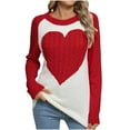 thumbnail image 2 of Aueoeo Cute Heart Sweater For Women Fashion Print Valentine Romantic Knitted Top Casual Crewneck Long Sleeve Sweaters Pullover, 2 of 6