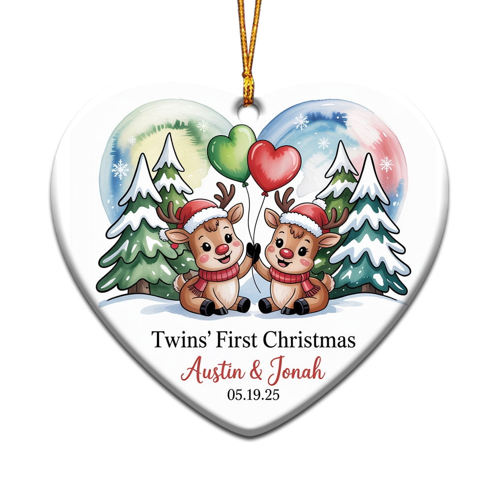 Reindeer Twins' First Christmas 2025 Ornament, Baby's Twins 1st Christmas Ornament, Baby Twins 1st Christmas Ornament