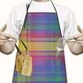 thumbnail image 2 of Multi Color Plaid Checkered Pattern Apron-Garden Aprons for Women with Pockets-Cotton Linen Waterproof Kitchen Cooking Gardening Aprons Adjustable for Kitchen,Cooking,BBQ and Salon 33x27 Inch, 2 of 7