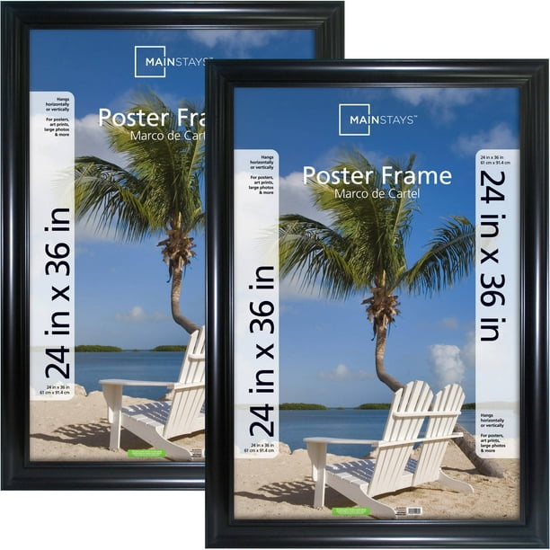 Mainstays 24x36 Wide Black Poster and Picture Frame, Set of 2 Walmart