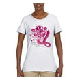thumbnail image 2 of Wild Bobby Breast Cancer Awareness Flowers Breast Cancer Awareness Women Graphic Tee, White, Large, 2 of 6