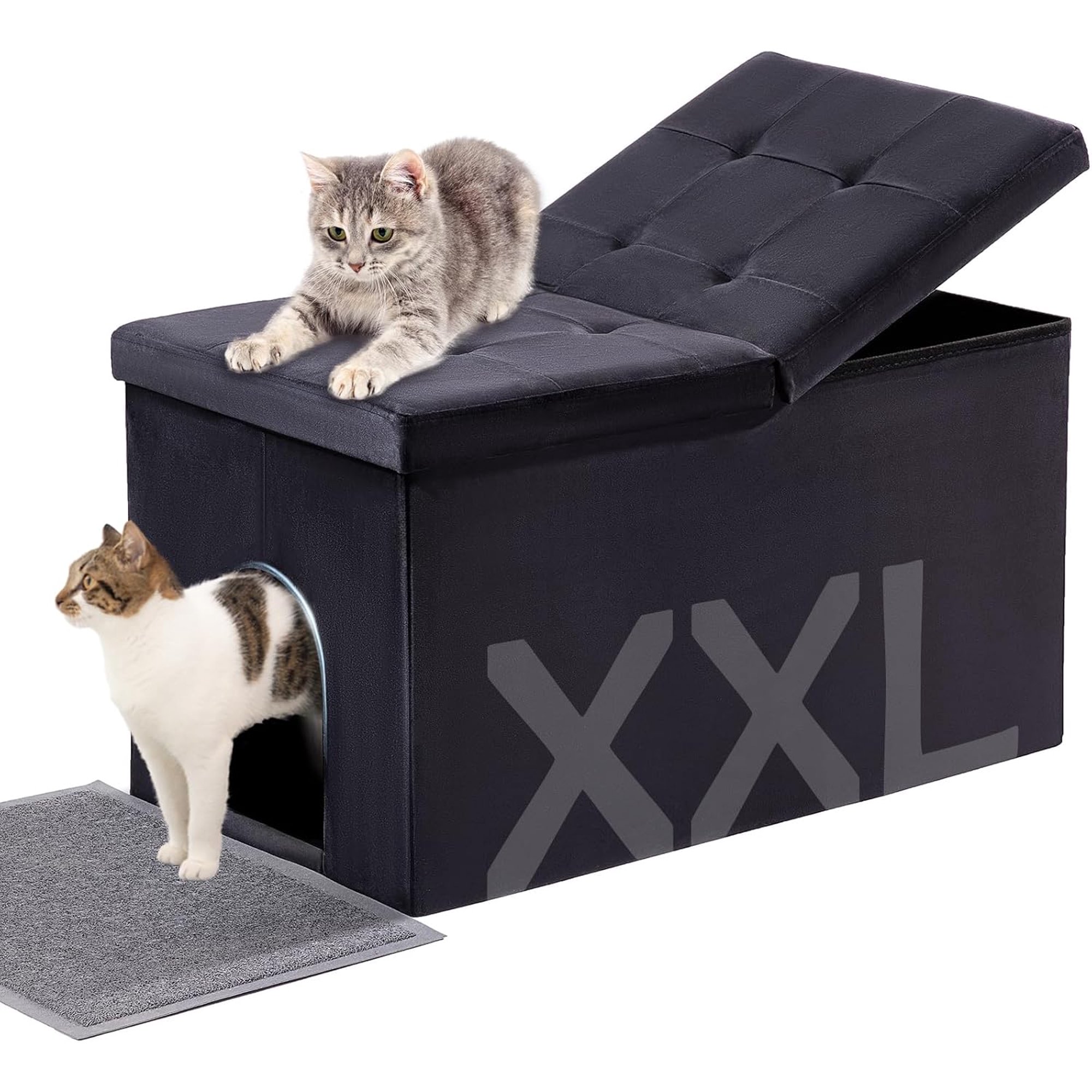 Cat Litter Box Enclosure Furniture XXL Velvet Lift Design Lid