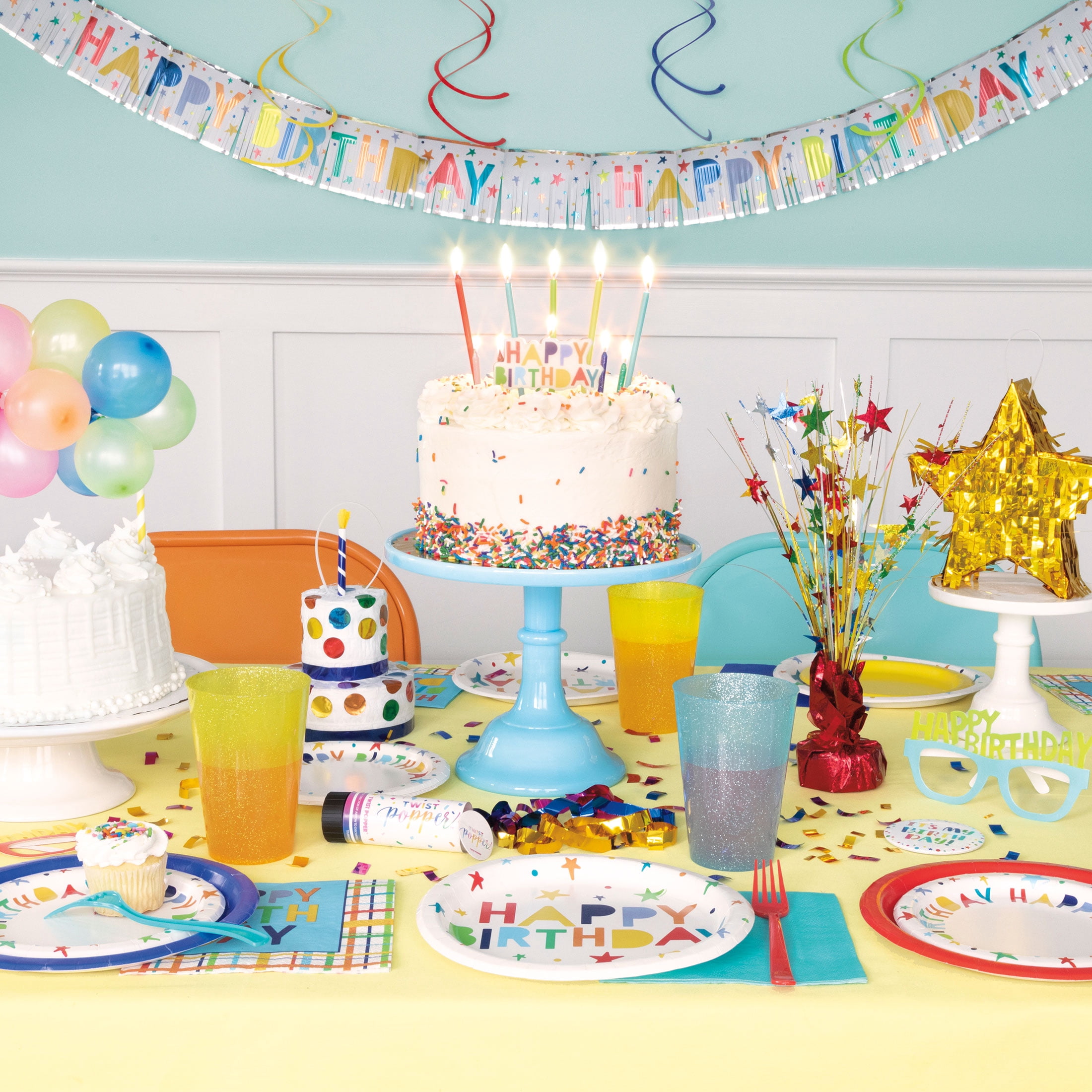 12.75" x 12.75" Disposable Multicolor Happy Birthday Paper Napkins, 20 Pieces, by Way To Celebrate