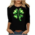 thumbnail image 1 of RXMEKW Chandail Imprimé de la Saint-Patrick pour Femmes Manches 3/4 Col Rond Haut Décontracté, 1 of 5