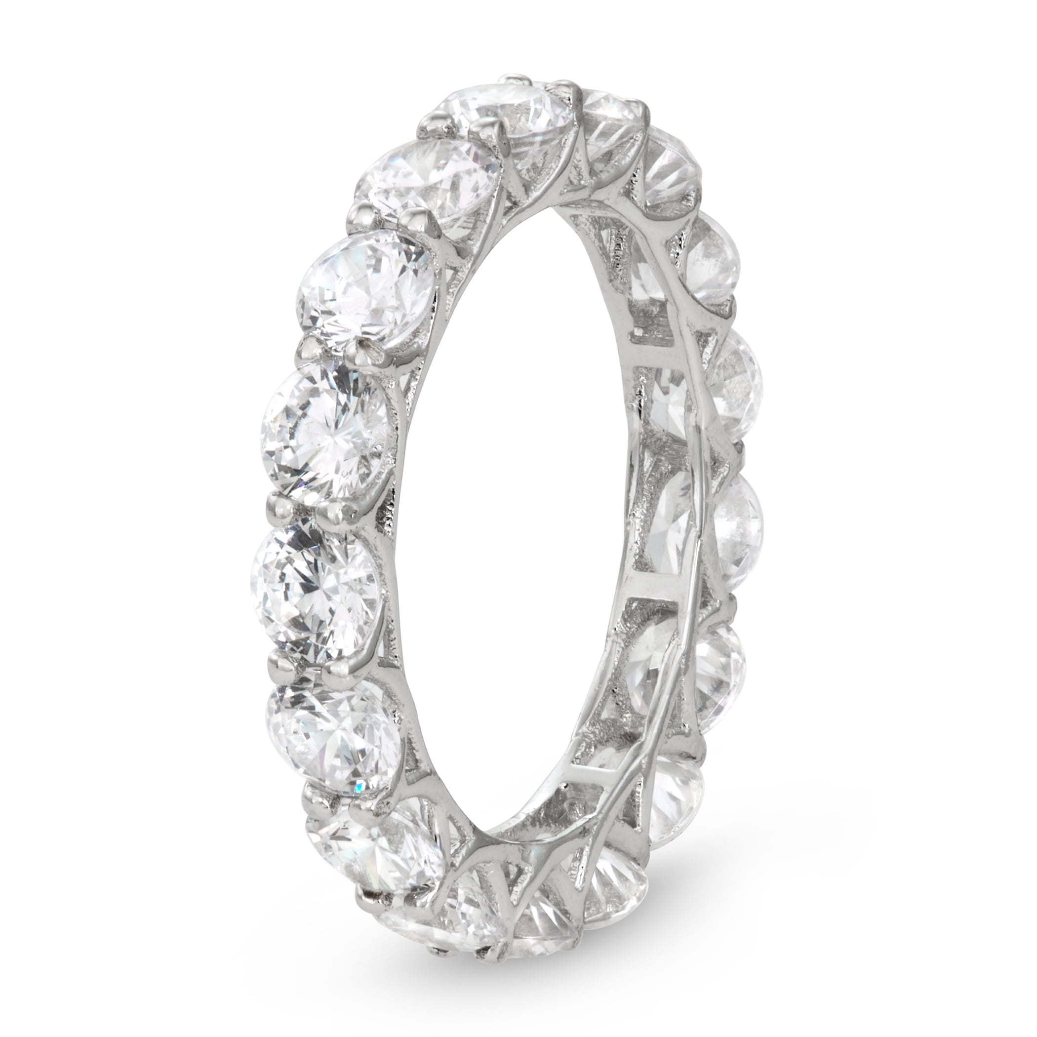 sterling silver cr moissanite 6 cttw eternity band