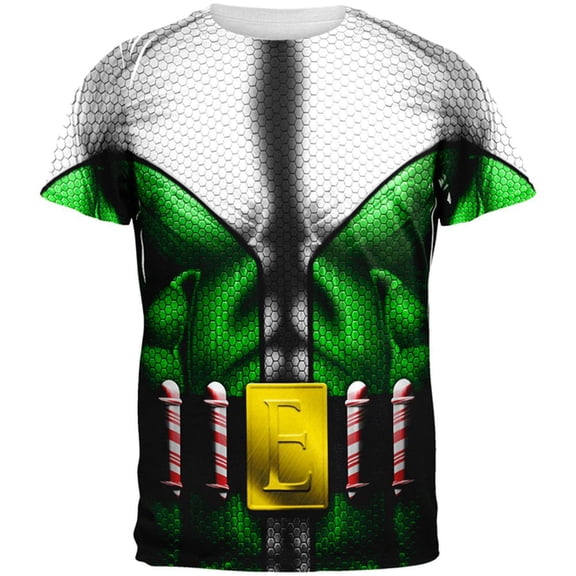 Christmas Superhero Sidekick Elf Costume All Over Mens T Shirt Multi 2XL