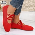 thumbnail image 4 of Miluxas Women's Knit Lace-Up Ballet Flats, Square Toe Ankle Tie Shoes, Soft Knit Fabric Mary Jane Flats for office, Casual Wear Red 9.5(43), 4 of 8